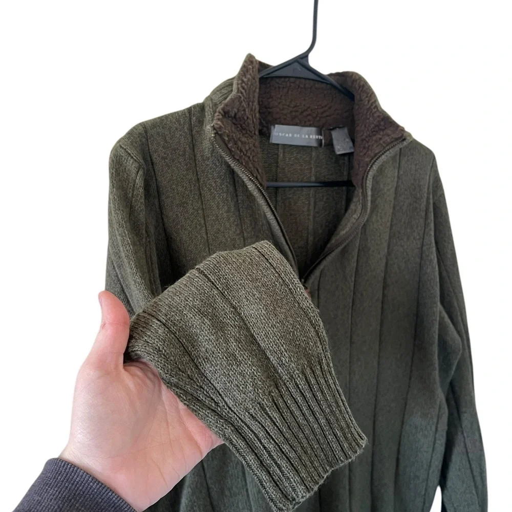 Oscar De La Renta Men’s Green Half-Zip Sweater